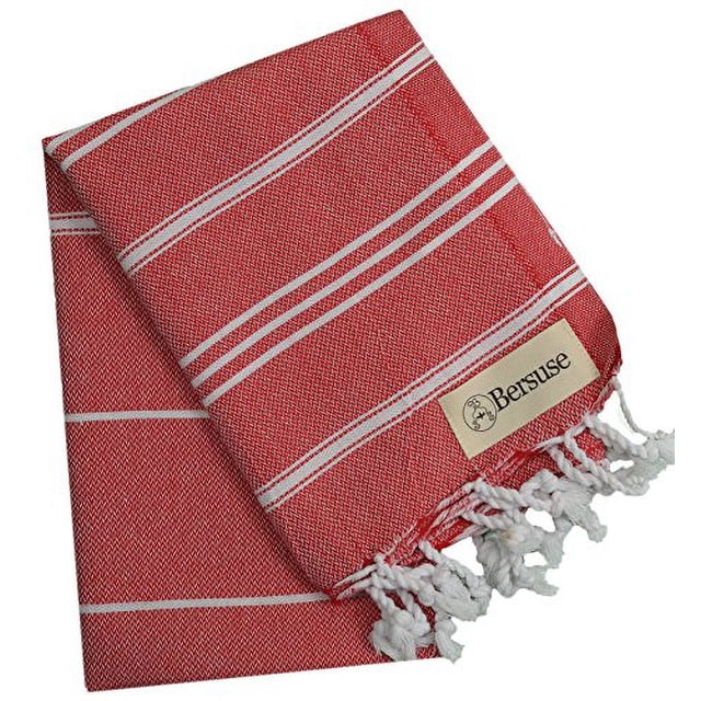 Bersuse Serviette à Main Turque 100 % Coton Anatolia, 23 x 43 Pouces, Rouge