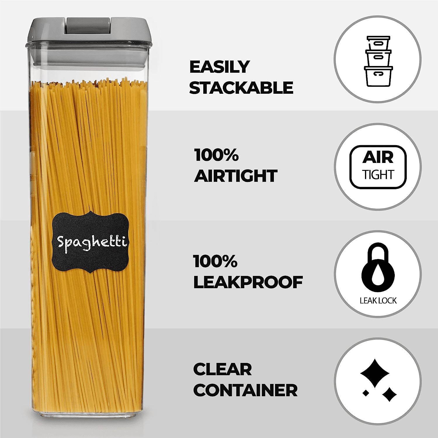 7 PCS Food Storage Containers With Lids, BPA Free Kitchen Airtight Storage Containers for Spaghetti, Pasta, Dry Food,Flour and Sugar, Plastic Canisters for Pantry Organization and Storage