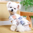 thumbnail image 4 of CBFFDC Robe pour Chat Costume pour Animal de Compagnie Col à Revers Texture Douce Imprimé Floral Tenue de Princesse pour Chien, 4 of 5