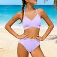 thumbnail image 4 of Purcolt Girls High Waisted Bikini Sets Two Piece Swimwear Front Criss Cross Tummy Control Swimsuit Bathing Suit for Girl 5-16Y, 4 of 9