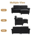 thumbnail image 6 of Ktaxon 86" W Sectional Convertible Sofa L Shaped Modular Couch with Chaise Coarse Linen Sleeper Set with 2 Oversized Seats Black, 6 of 11