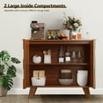 thumbnail image 2 of Wirrytor Fluted Storage Cabinet, Sideboard Buffet Cabinet with Adjustable Shelf and Metal Handles, Wood Accent Storage Cabinet, Credenza for Living Room, Bedroom, Dining Room, Entryway (Walnut), 2 of 8