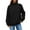Black, variant on Women's Solid Color Turtleneck Sweatshirt,Raglan Sleeve Pullover Top,Casual Loose Fit Streetwear,Comfortable Fleece Lined Crewneck Sweatshirt for Women,Oversized Casual Wear for Daily Use Black