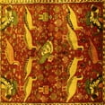 thumbnail image 1 of Ahgly Company Machine Washable Indoor Square Animal Yellow Traditional Area Rugs, 3' Square, 1 of 4
