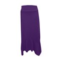 thumbnail image 4 of Wxolcjlv Womens Solid Handkerchief Hem Maxi Skirt Fold Over Waist With Side Pockets Casual Long Skirts, 4 of 4