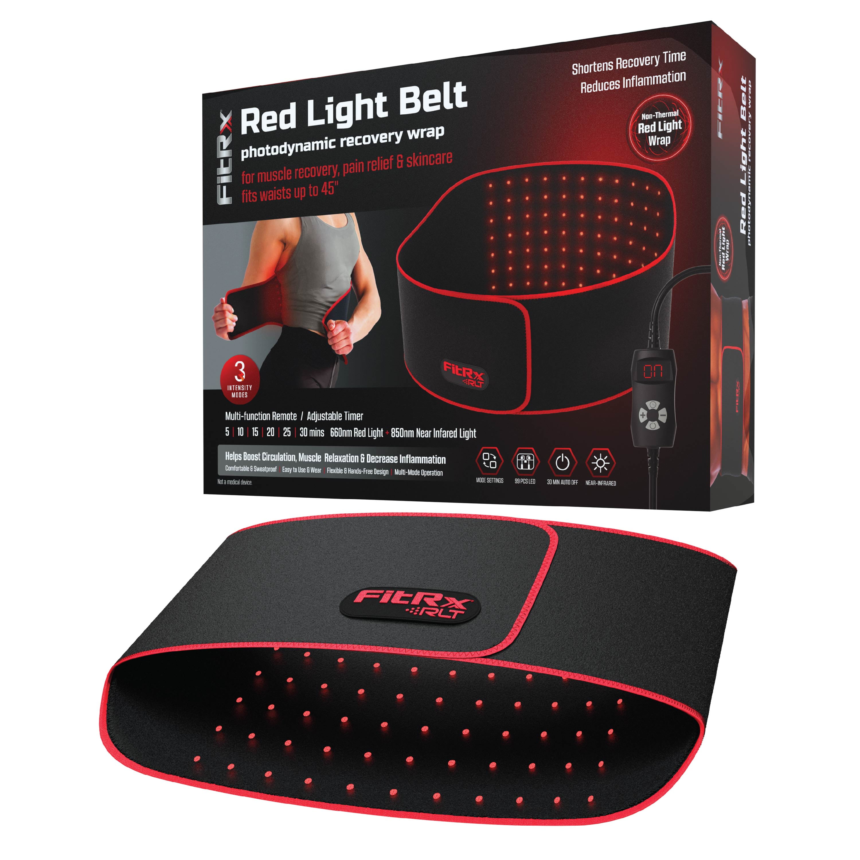FitRx Heated Massage Belt with Remote Control and Adjustable Timer