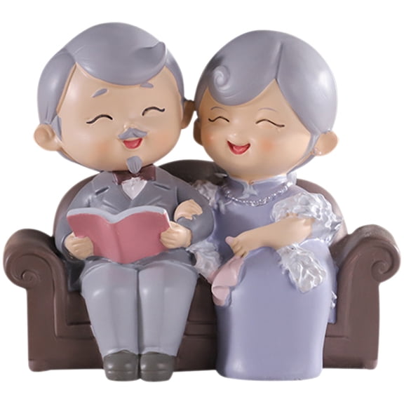 Zehuanyu 1 Set Loving Elderly Couple Figurine Husband and Wife Statue Valentine Gift