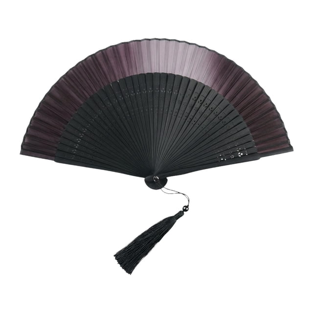 Abanico plegable de mano, estilo oriental clásico, de 22 cm, de bambú y seda, ideal para fiestas y bailes. Café