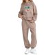 thumbnail image 4 of Conjunto de sudadera con capucha de manga larga para niños con estampado invernal y pantalones deportivos con lazo en las piernas, deportivo informal con forro polar para mayor calidez, conjunto de do, 4 of 5