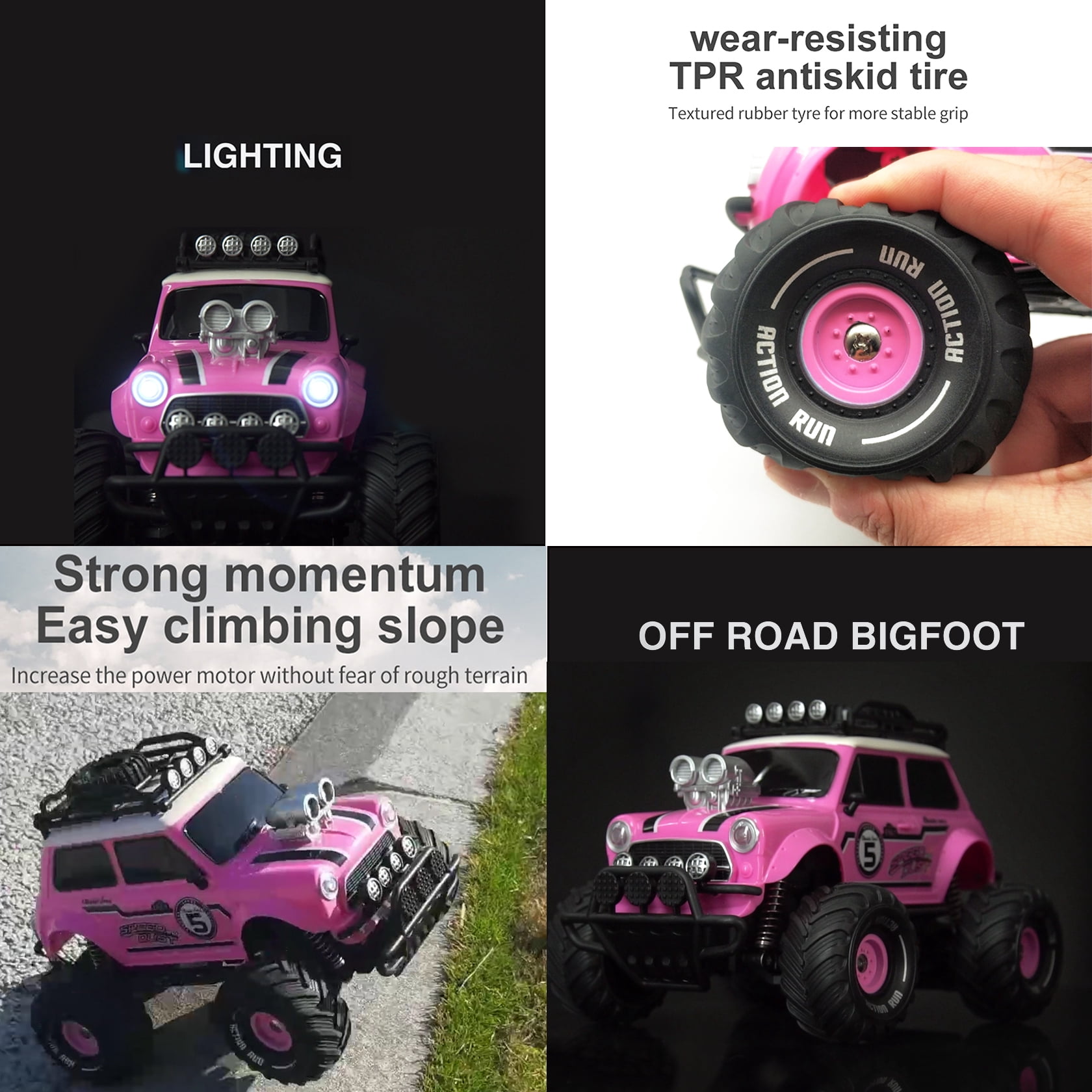 10Leccion Remote Control Car for Girls, Pink RC Cars Toys for Daughters with Two Rechargeable Batteries
