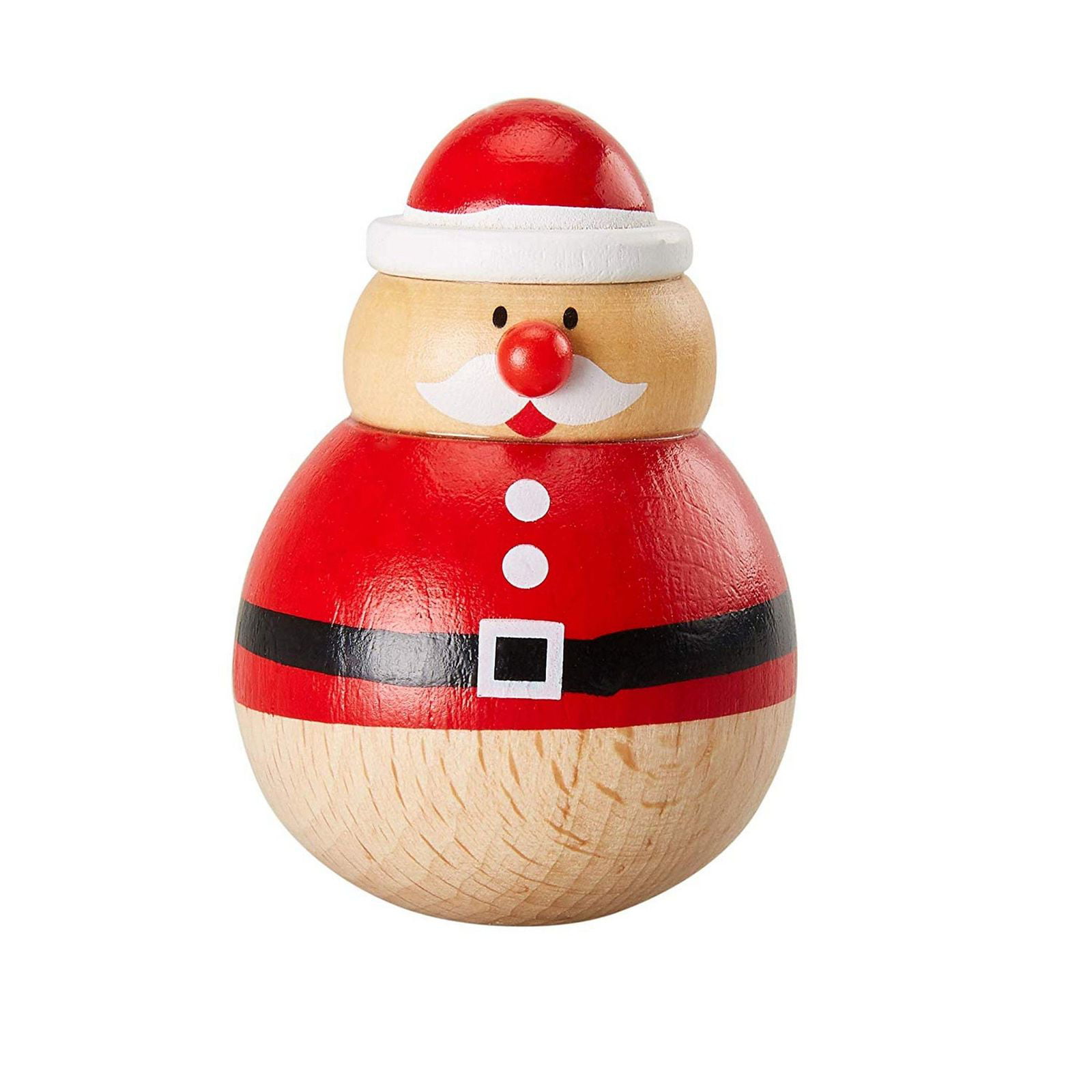 Snowman Reindeer Santa Design Christmas Roly Poly Toy 3-Pack Wooden Tumbler Doll Figurines Home Holiday Doll Decoration Desk Top Table 1.64 x 1.64 x 2.3 Inches Office