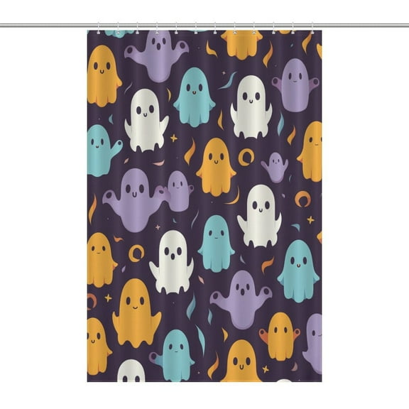 Halloween Ghosts Horror Pumpkin Shower Curtain for Bathroom with 12Hooks, Polyester Fabric Thick Shower Curtain Washable Waterproof Curtain