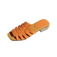 thumbnail image 2 of Avrnliq Womens Open Toe Woven Slide Sandals with Crystal Rhinestone Low Block Heel, Slip On Comfort Mule Sandals for Summer, Orange, Cushioned Footbed,Size 6, 2 of 9
