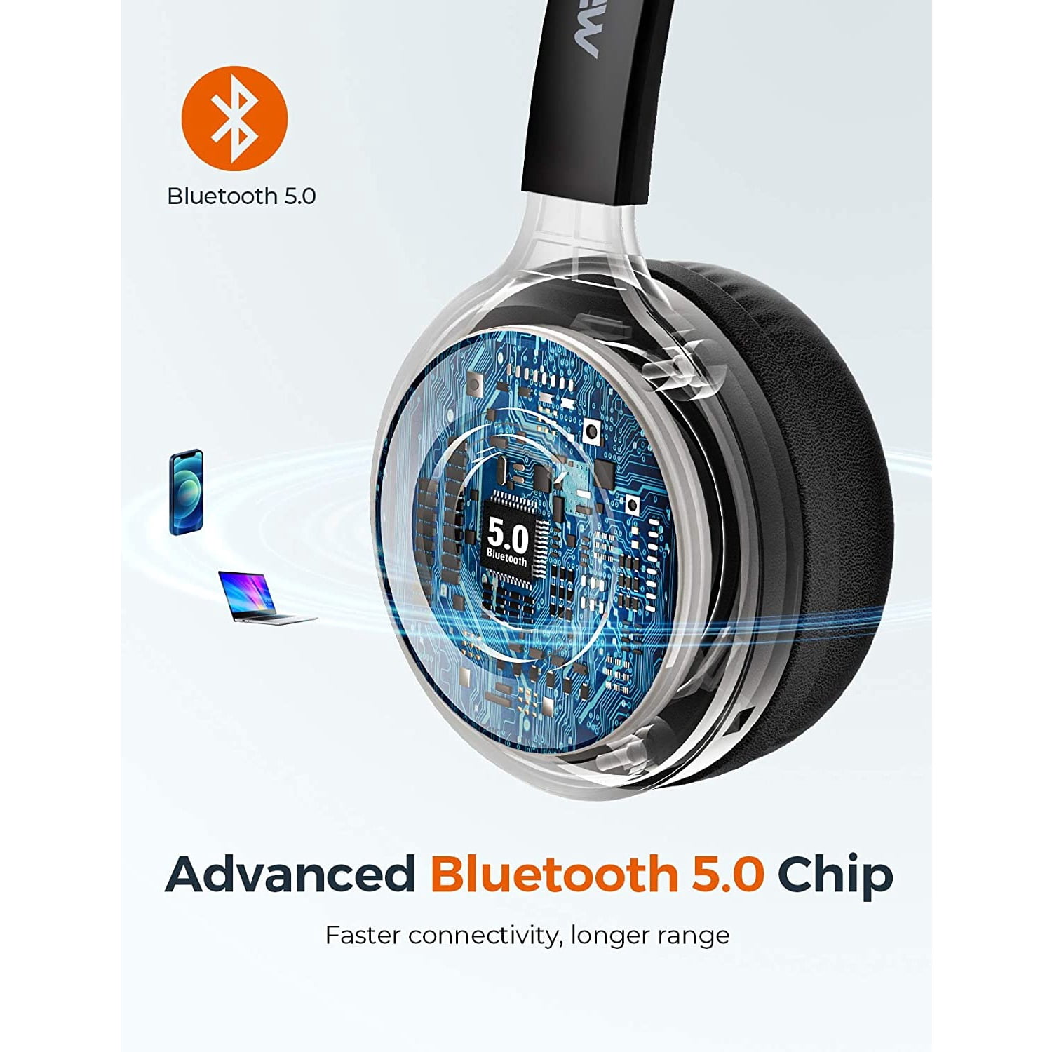 Teetheory Bluetooth Headset with Noise Canceling Microphone, Wireless Headset with Charging Base, Flip-to-Mute Mic, 18H Talk Time, 200H Standby