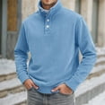 thumbnail image 2 of Men's High Neck Long Sleeve Button Placket Sweatshirt Digital Print Design Fall Winter Casual Wear Oversized Pullover Long Sleeve Crewneck Casual Tops, 2 of 4