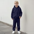 thumbnail image 2 of Quealent Boys Sweat Suit Set - 2 Piece Soft Fleece Pullover Hoodies and Athletic Cargo Jogger Sweatpants for Boys Navy for Size 4-5 Years, 2 of 8