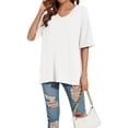 thumbnail image 4 of SWQZVT Women's Oversized V Neck T Shirt Short Sleeve Loose Fit Casual Workout Summer Basic Tee Top, 4 of 7