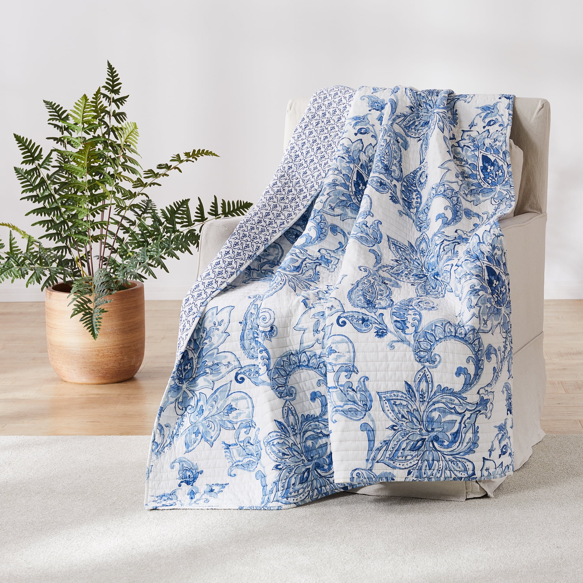 royal blue and white bedding