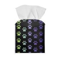ZUXONGSY Dog Paw Square Tissue Box Covers 2 Piece Modern PU Leather Tissue Box Holder Full Coverage Design PU Leather Tissue Box Foldable Facial Tissue Case Gifts to Friends Family