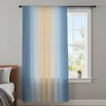 thumbnail image 4 of Blue Ombre Sheer Curtains 54 Inches Long, Modern Yellow Gradient Farmhouse Art Light Filering Curtains, Breathable Simi Curtain Privacy Drapes for Kitchen Bathroom Lightweight Small Window Treatment, 4 of 9