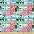 thumbnail image 2 of Ambesonne Roses Fabric by the Yard Upholstery, Pastel Colors Vintage Flowers, 2 Yards, Pale Azure Blue Pale Pink, 2 of 5