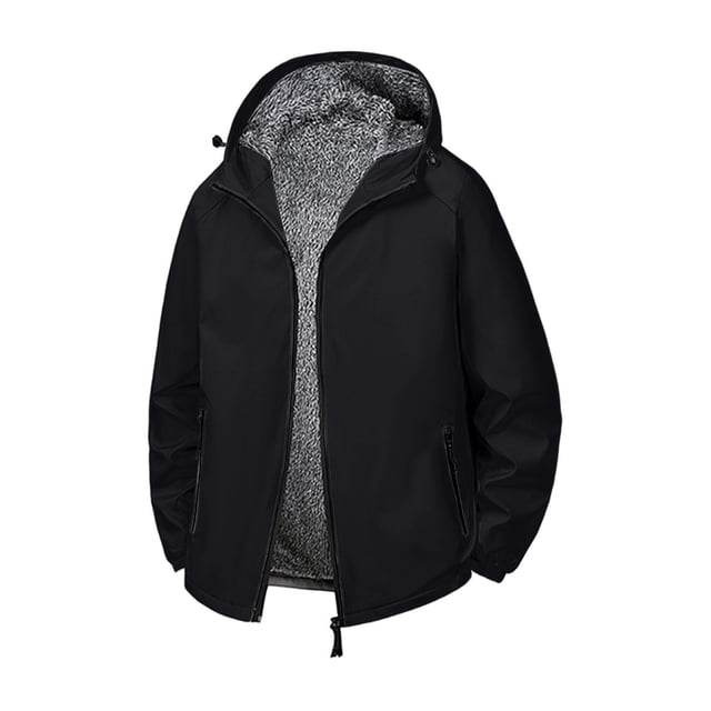 Kalauyu Zip Up Hoodie Men Fleece Lined with Zipper Pocket Heavyweight Hooded Sweatshirt Loose Fit Winter Active Jacket