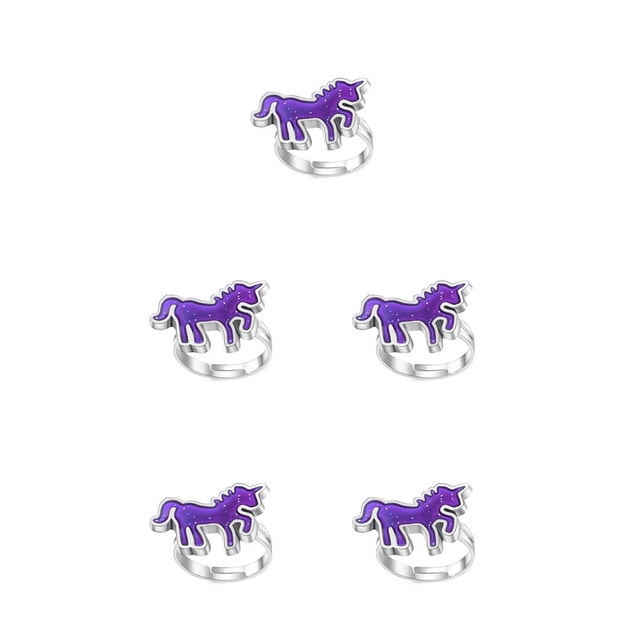 Minnieouse Anillos de humor Termocrómico Fácil de combinar Moda retro Temperatura cambiable Joyería Diseño único Pony / Unicornio Poni / Unicornio 5piezas Minnieouse CBP222372
