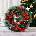 thumbnail image 2 of Wisremt 24 inch Christmas Garland Wreaths with Pine Cones, Plaid Bows, Red Berry Xmas Wreaths for Front Door, Farmhouse Decoration, 2 of 5