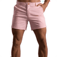 thumbnail image 2 of Nestiefly Mens Plus Size Shorts Casual Flat Front Roll-Up Cuff High Waisted Hiking Big and Tall Shorts Elastic Waist Lightweight Above Knee Bermuda Mid Thigh Shorts with Pockets Pink M, 2 of 4