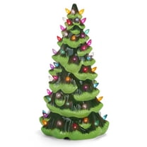 Green Ceramic Table Top Christmas Tree (13, Multicolor Lights)