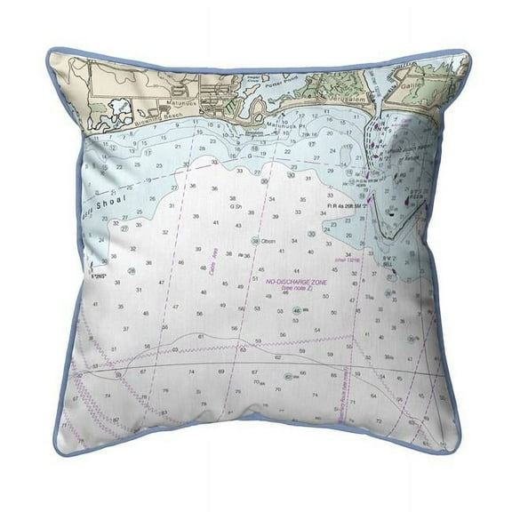 Betsy Drake ZP13215D 22 x 22 in. Block Island Sound - Matunuck, RI Nautical Map Extra Large Zippered Indoor & Outdoor Pillow