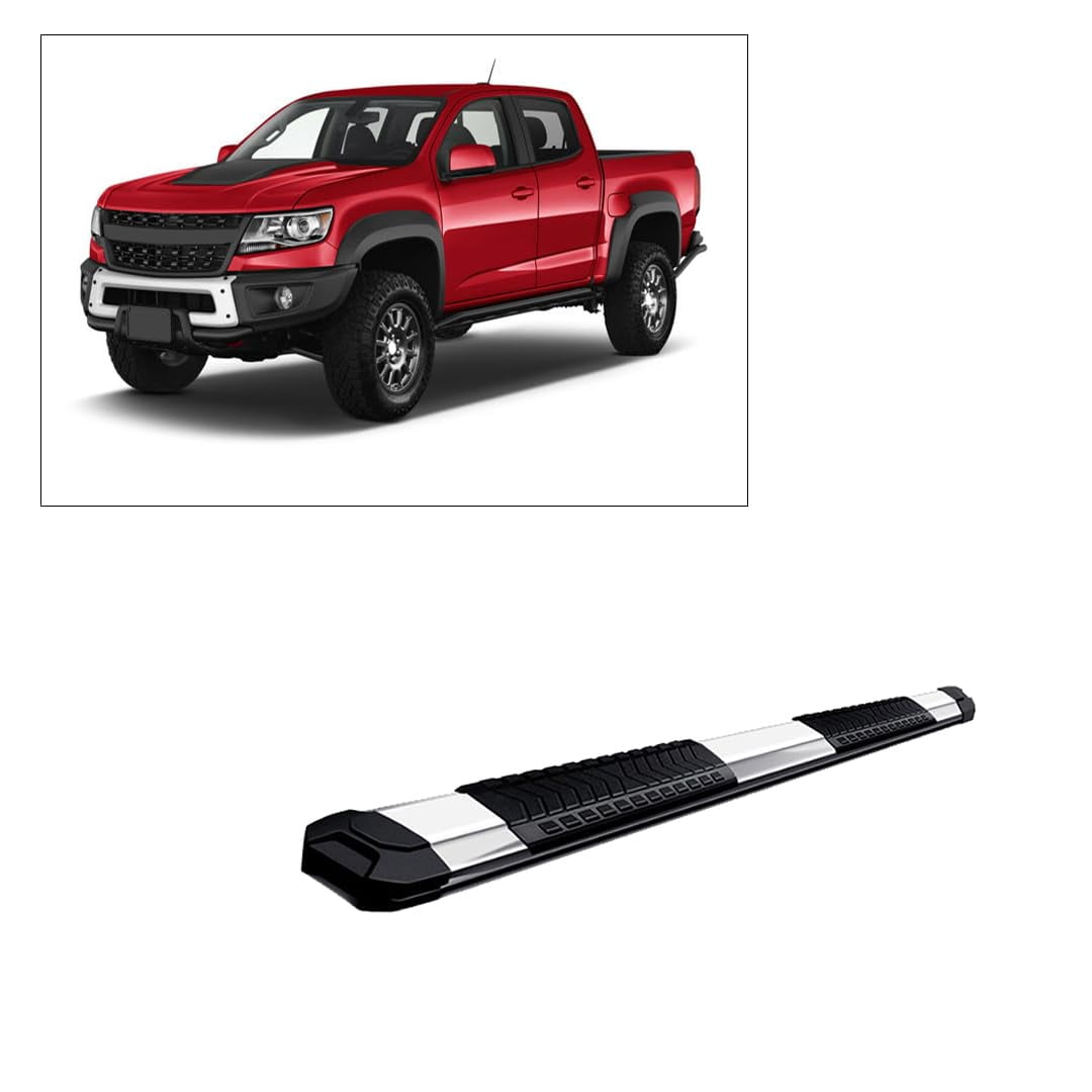 Black Horse Silver Aluminum Cutlass Running Boards Compatible with 2015-2024 Chevrolet Colorado/GMC Canyon Crew Cab