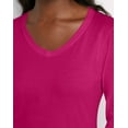 thumbnail image 5 of Hanes Women's Long Sleeve Cotton V-Neck T-Shirt Sizzling Pink M, 5 of 7