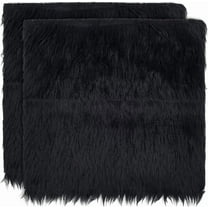 2Pcs Black Fur Fabric 9.8x9.8 Inch Soft Plush Shaggy Squares Pre-Cut Craft Fur Fabric