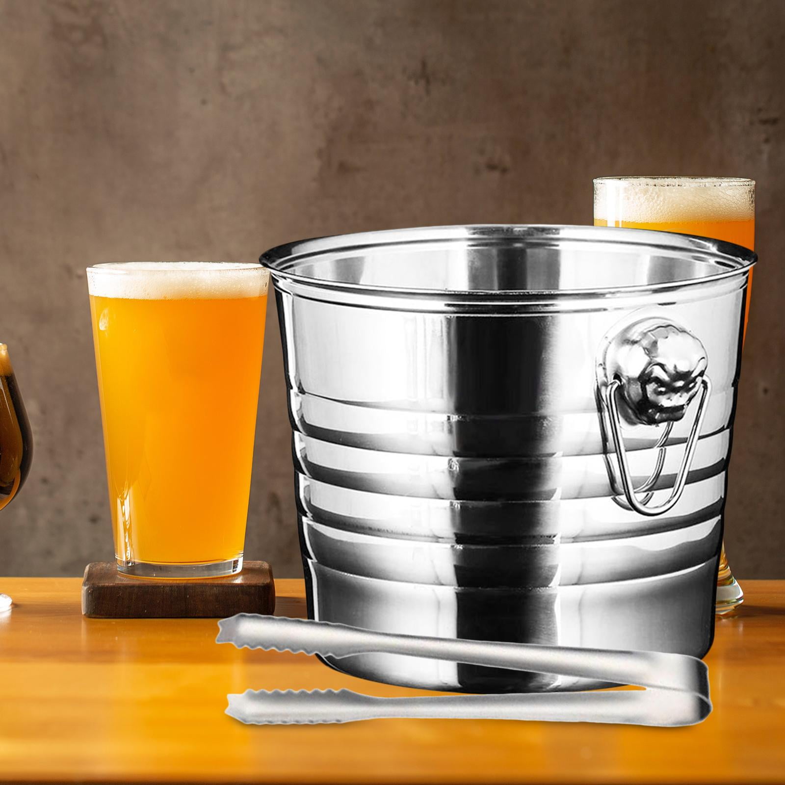 Stainless Steel Ice Bucket Ice with Clamp Comfortable Carry Handle Fashionable Appearance Durable Ice Cube Container for Dining Room 7L