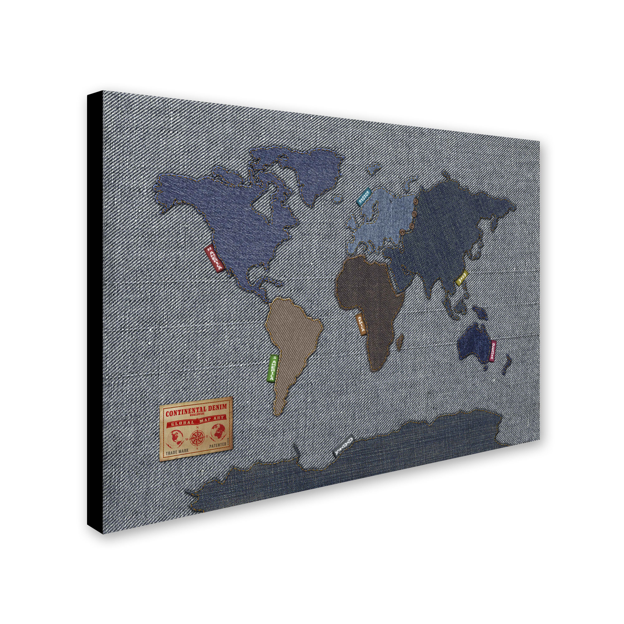 Trademark Art 'Denim World Map' Canvas Art by Michael Tompsett
