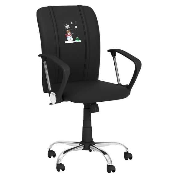 DreamSeat Black Ergonomic Durable Curve Task Chair Embroidered Snowman Logo