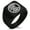 Black, variant on Stainless Steel Three-Tiered Pine Kamon Crest Geometric Pattern Biker Style Polished Ring