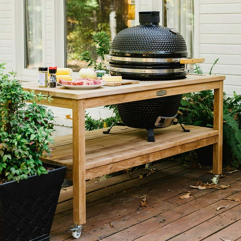 Ash & Ember Grade A Teak Ceramic Grill Table, 22