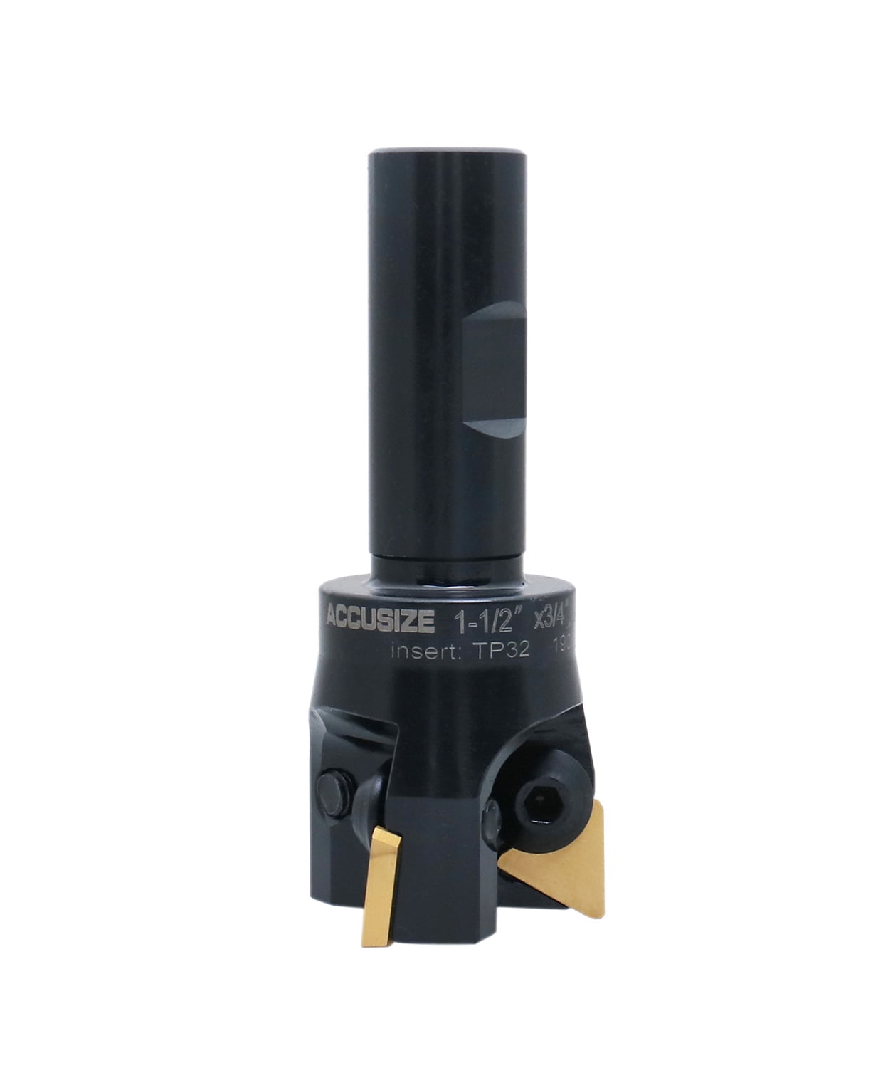 Accusize Indexable End Mill with 3 Pcs Tpg32 Carbide Inserts, 1-1/2'' Cutting Diameter, 3/4'' Straight Shank, 0046-0913