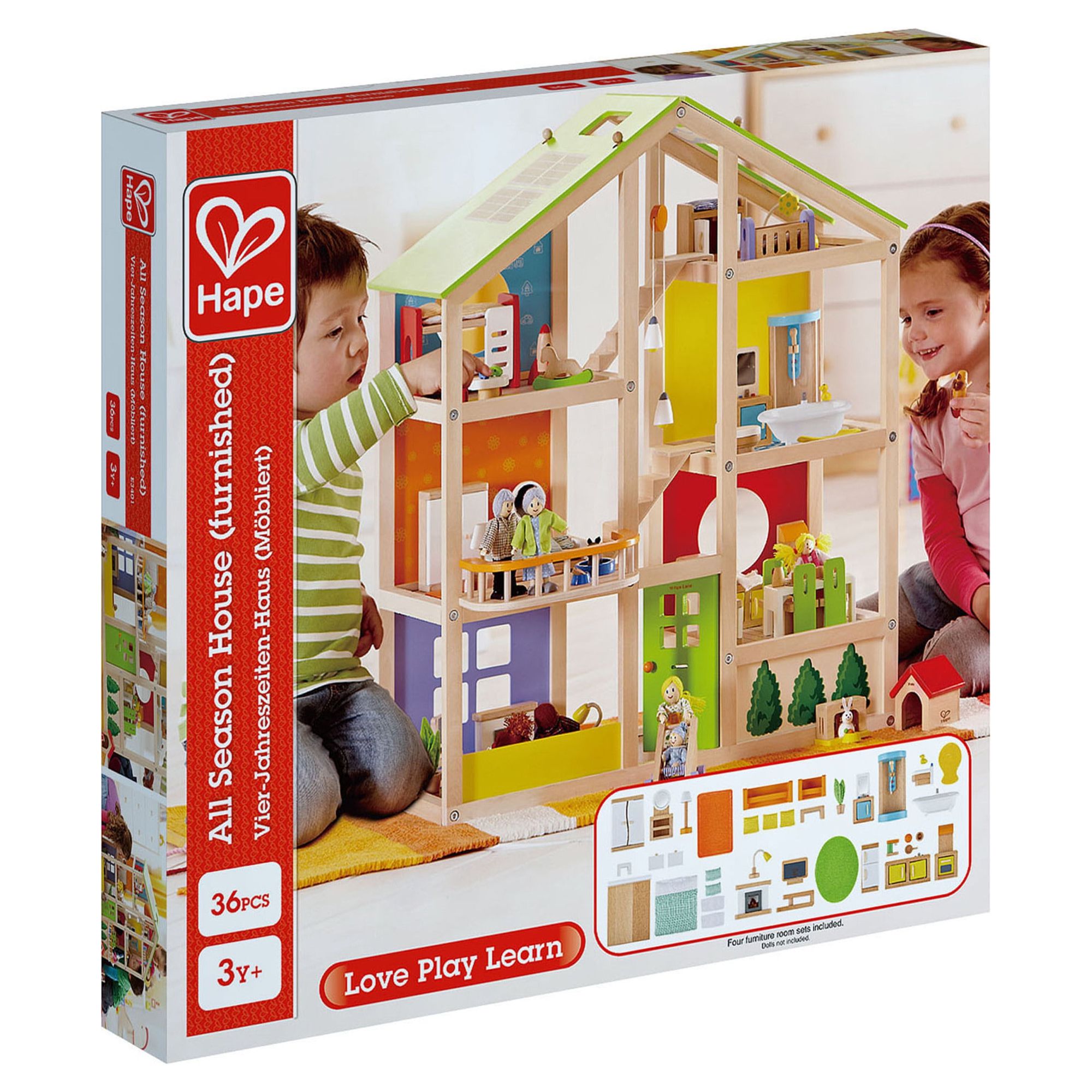 Hape All Seasons Wooden Furnished Dollhouse Playset - image 4 of 6