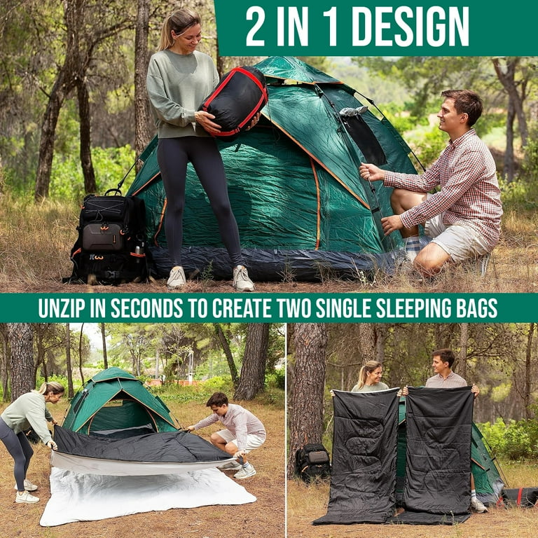Zone Tech Double Camping Sleeping Bag with Pillows Lightweight