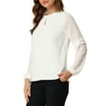 thumbnail image 4 of NOMADIC NOOK Women's 2 Packs Work Office Long Sleeves Keyhole Neck Elegant Blouse, 4 of 6