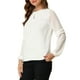 thumbnail image 4 of INSPIRAR CHIC Blusa de gasa para mujer con cuello de ojal, mangas de patchwork, elegante top de trabajo 3XL blanca, 4 of 8