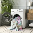thumbnail image 3 of Safavieh Door And Kitchen Mat Emerson Floral Polyester Machine Washable Area Rug, Aqua/Pink, 2'3" x 3'9", 3 of 12
