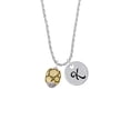 thumbnail image 2 of Delight Jewelry Goldtone Flat Pebbles Spinner Silvertone Script Initial Disc - K - Charm Necklace, 20"+3", 2 of 4