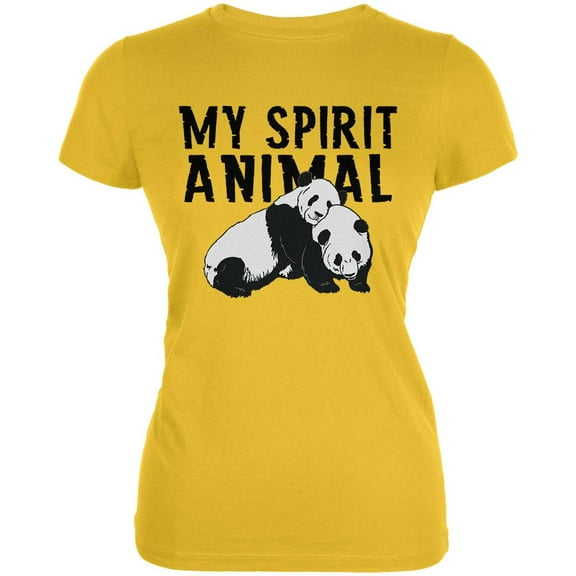 My Spirit Animal Panda Yellow Juniors Soft T-Shirt - Medium