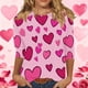 thumbnail image 1 of RKSTN Valentines 3/4 Sleeve Tops for Women Oversized Crewneck Valentine's Day Graphic Printed Short Sleeve T Shirt Womens Casual Round Neck Loose Comfy Loves Heart Print Three Quarter Sleeve Shirts, 1 of 6
