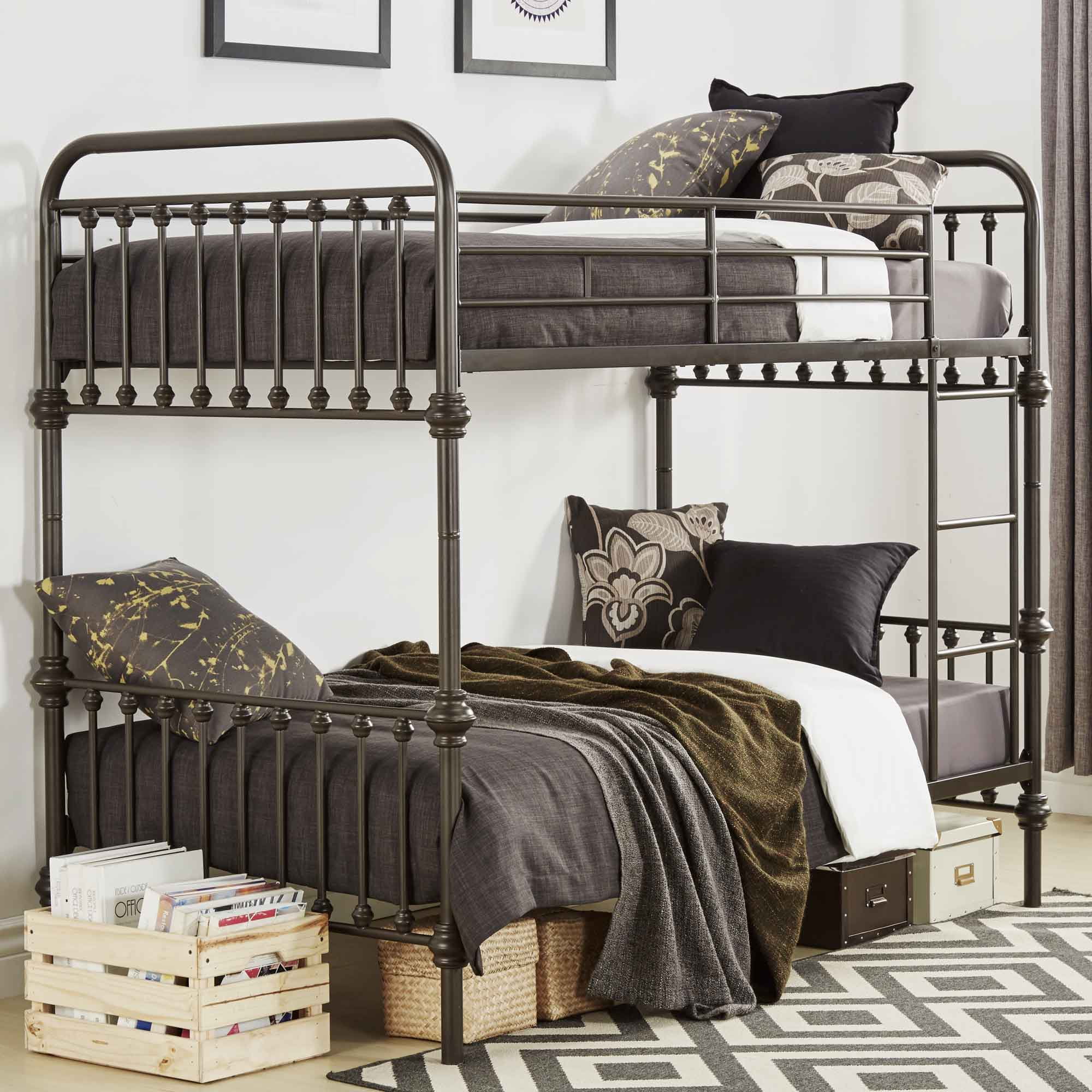 Weston Home Nottingham Twin Over Twin Metal Bunk Bed with Ladder