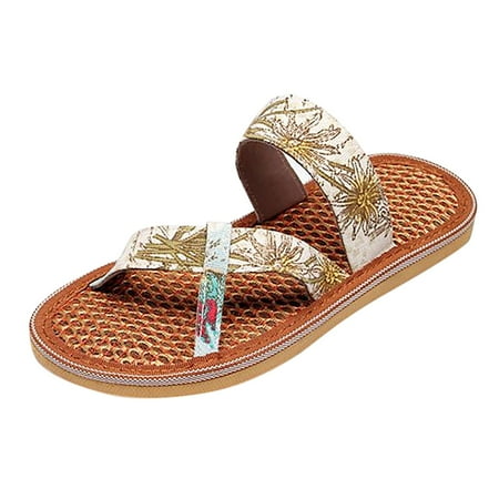 

Pimfylm Nude Sandals Wedge Sandals for Women Bohemia Elastic Ankle Strap Sandals Open Toe Flower Rhinestone Summer Platform Shoes Sandal Beige 6.5